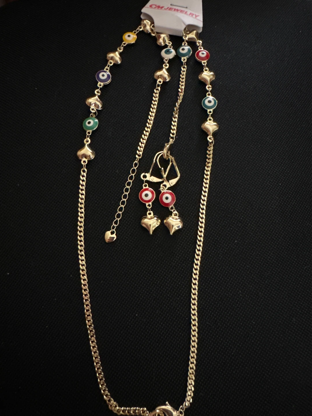 CM Jewelry Evil Eye & Heart Charm Bracelets (Set of 4)