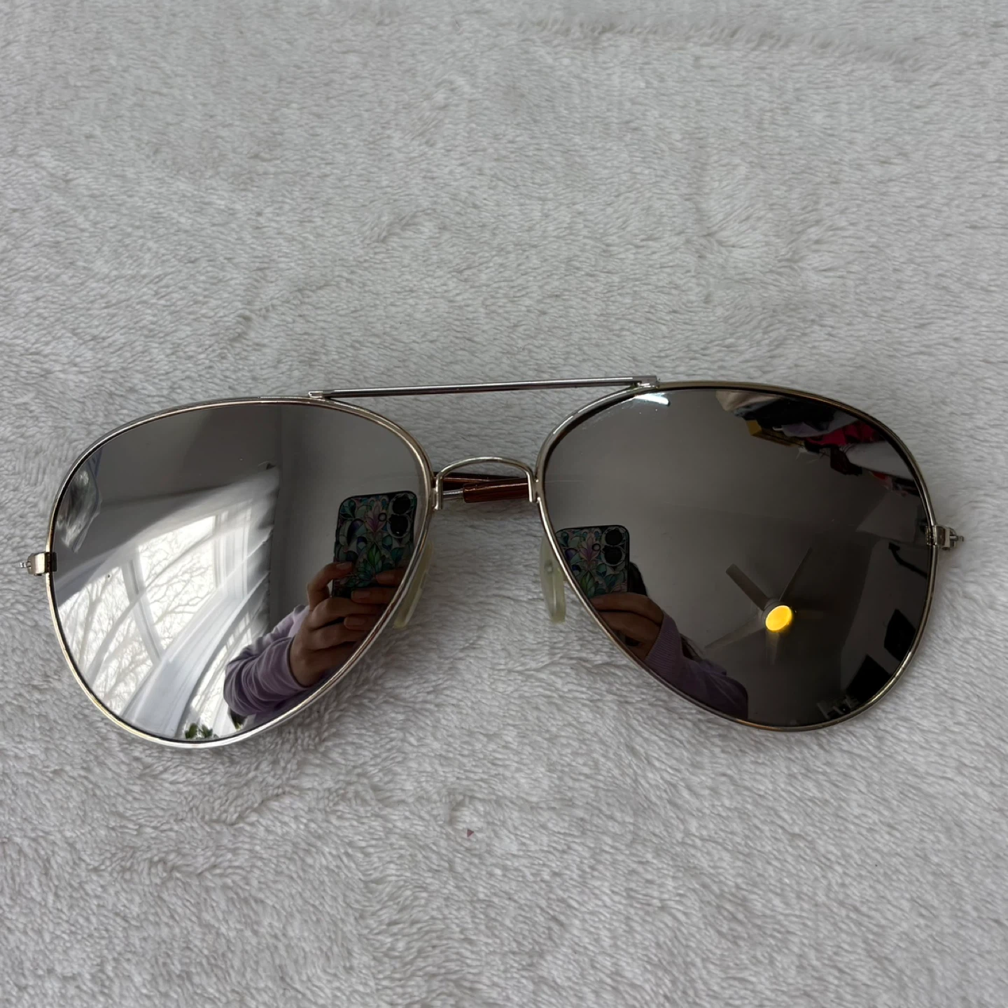 Unisex Aviator Sunglasses Silver Frame Reflective Lenses - photo 2