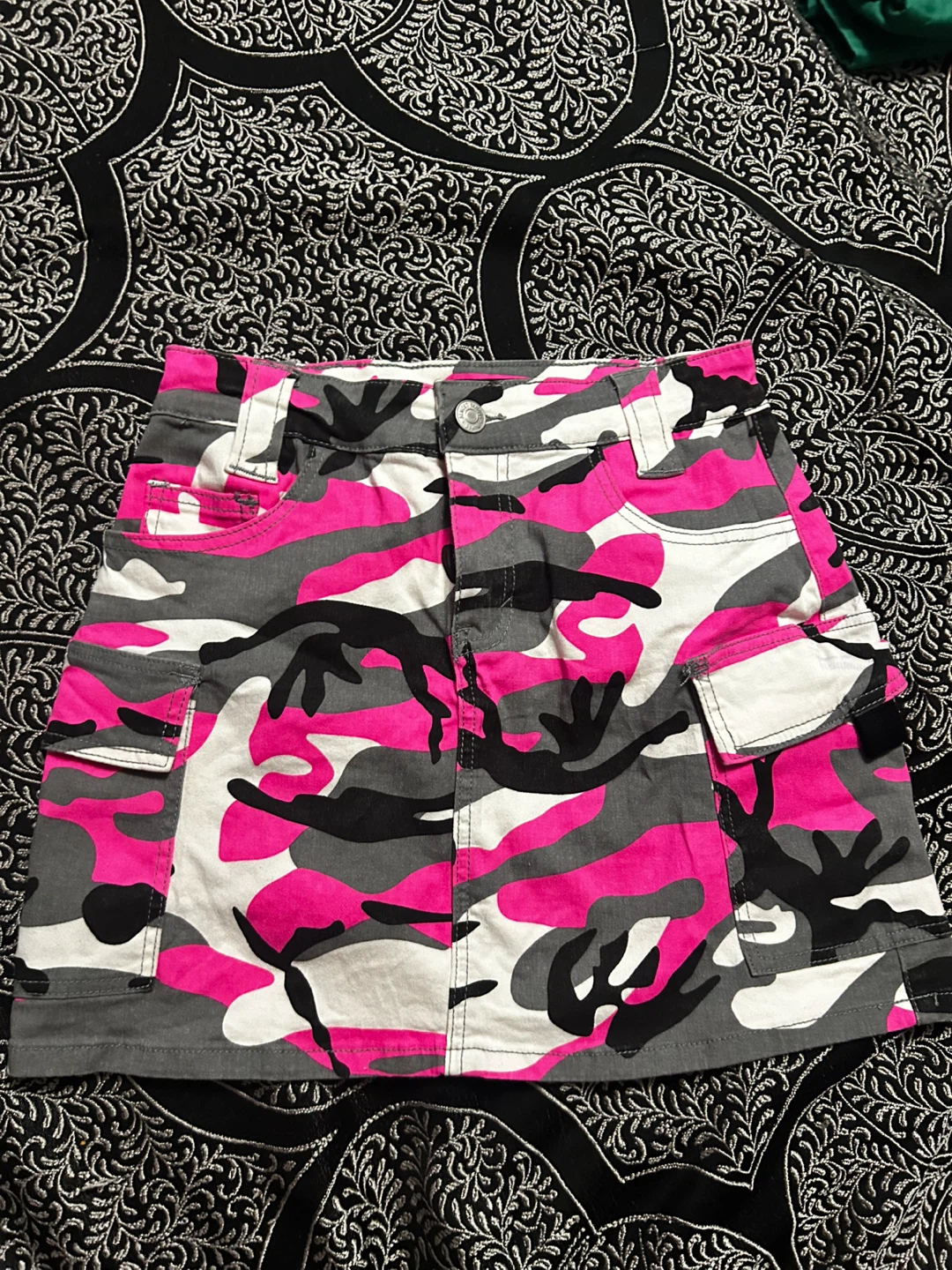 Pink Camo Cargo Mini Skirt