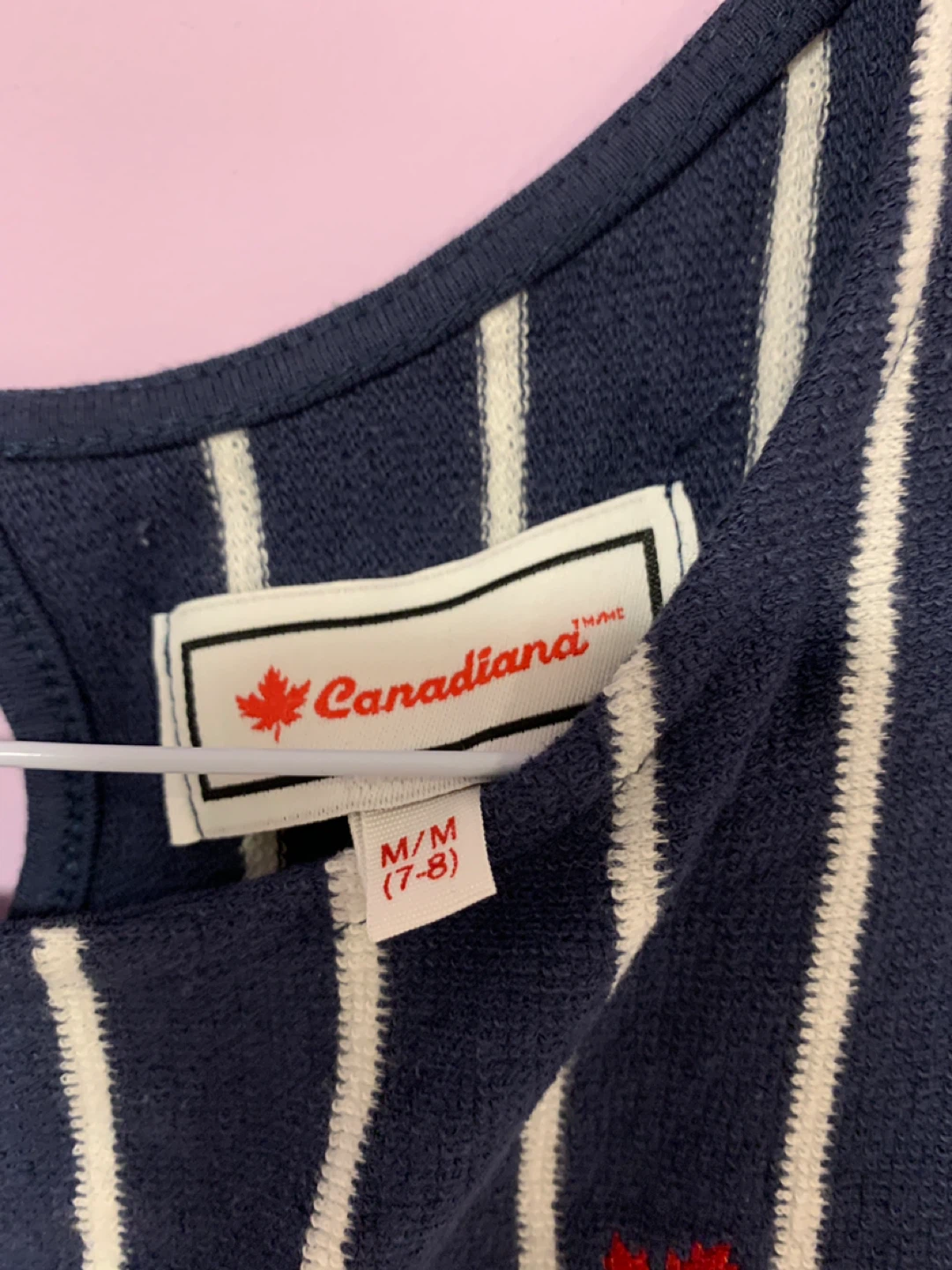 Canadiana Navy and White Striped Dress M/M (7-8) - photo 2