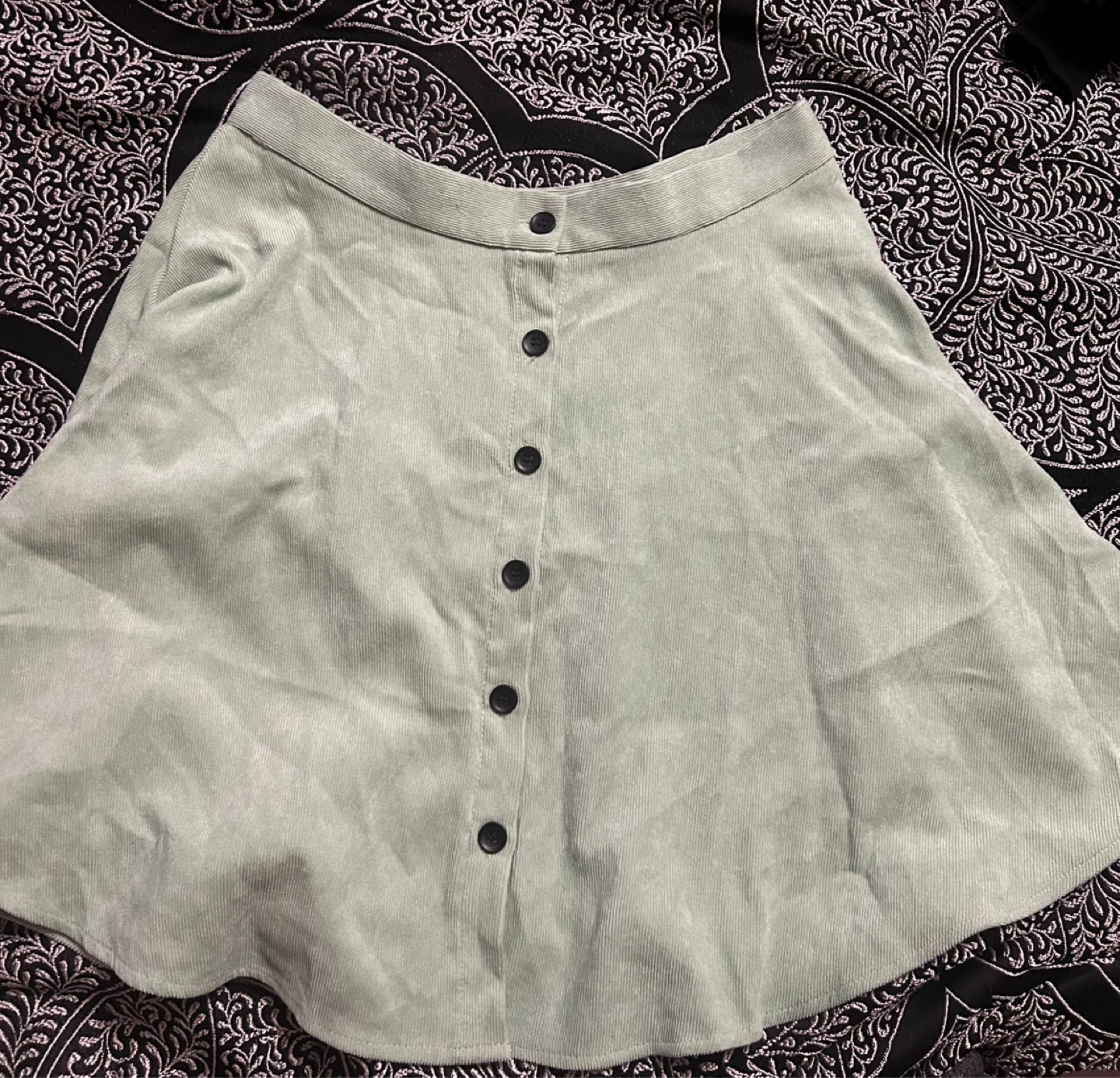 Sage Green Button Skirt