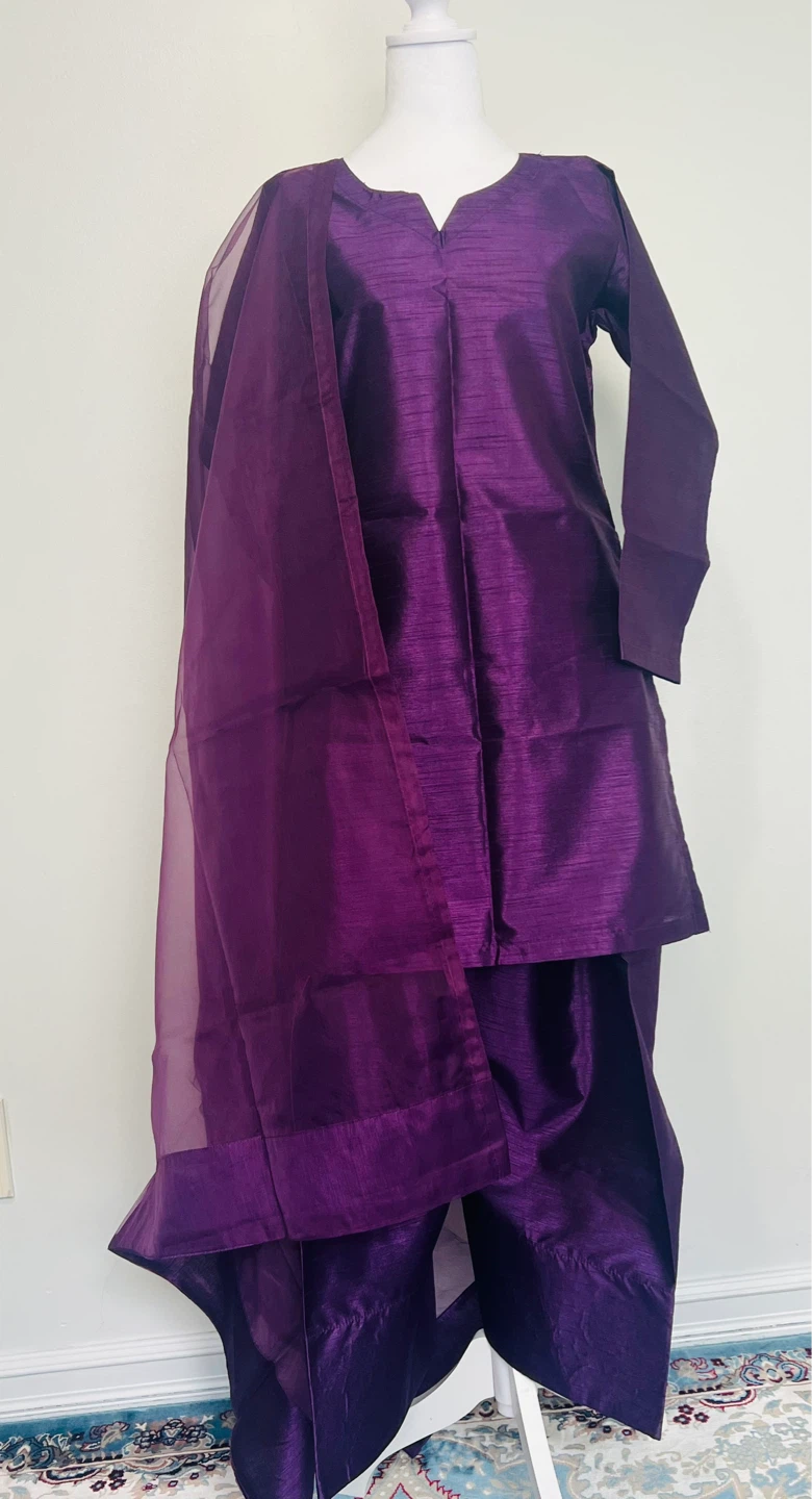 Purple Farshi Shalwar with Dupatta - photo 2