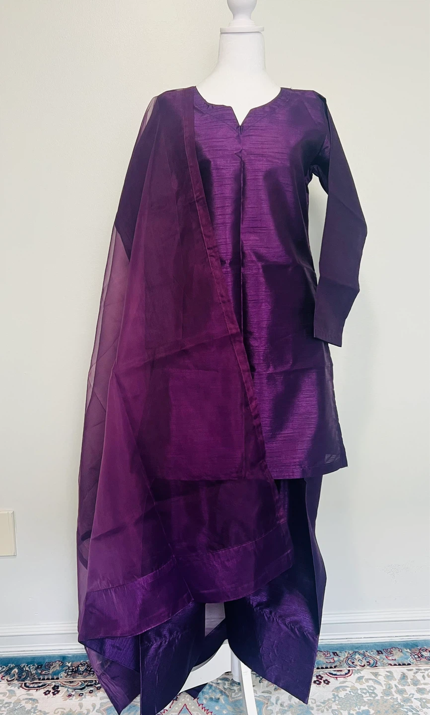 Purple Farshi Shalwar with Dupatta - photo 4