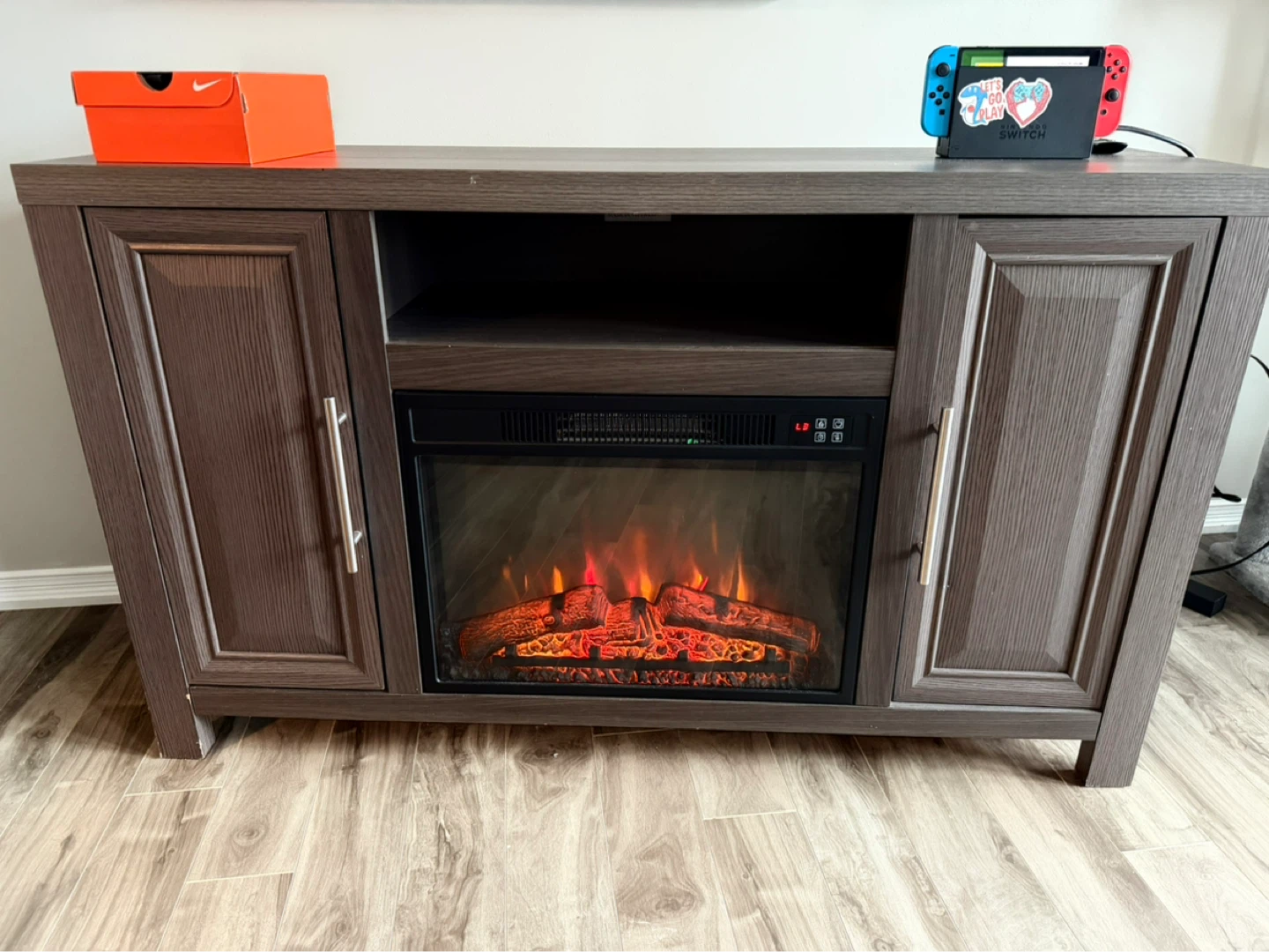 Electric Fireplace TV Stand - Dark Wood - photo 2