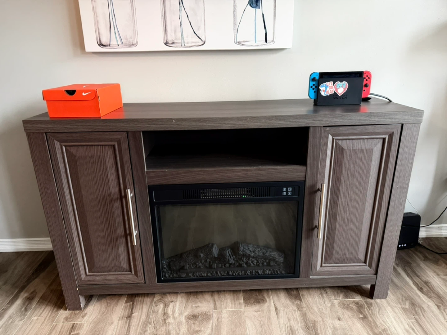 Electric Fireplace TV Stand - Dark Wood