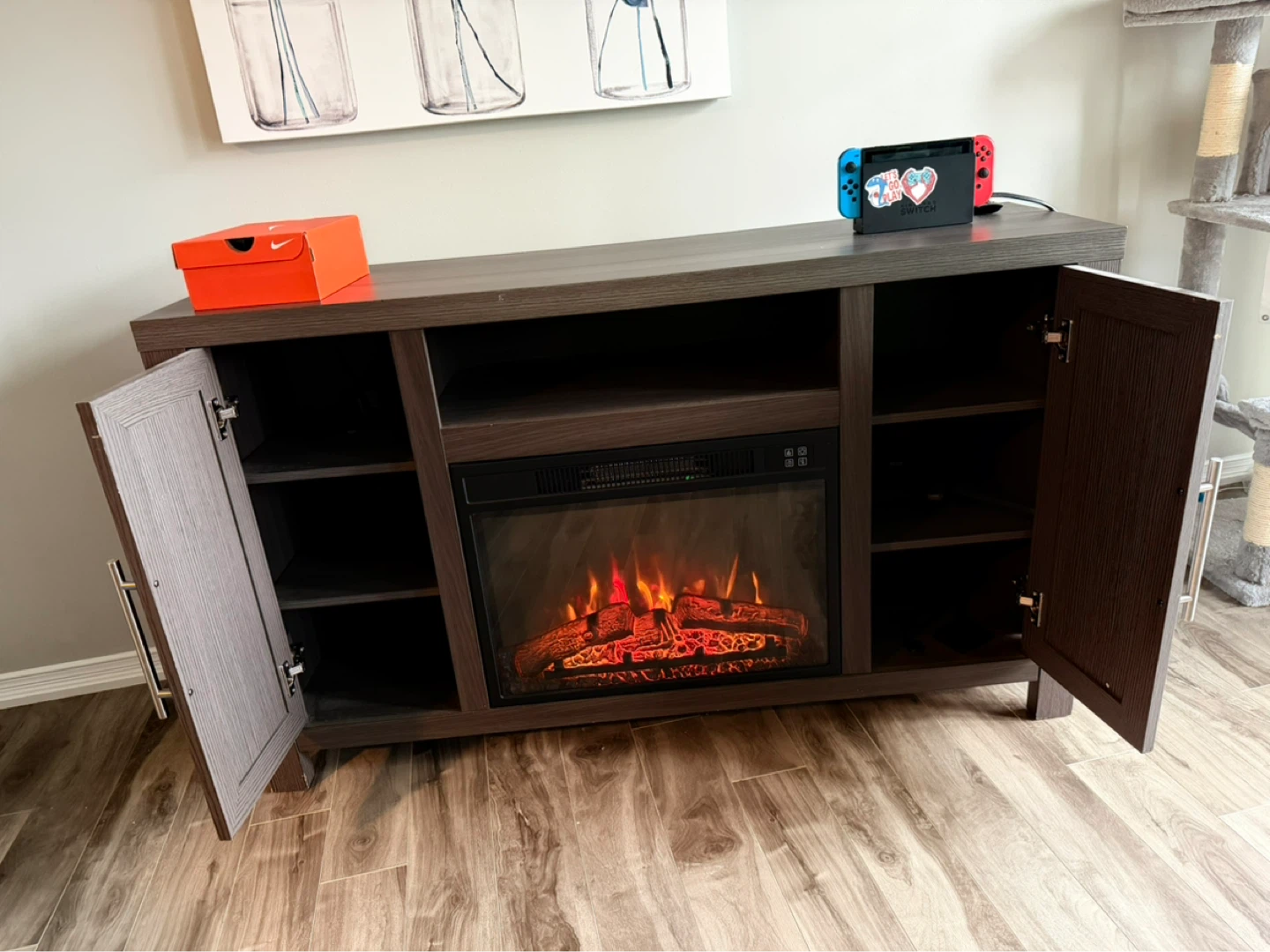 Electric Fireplace TV Stand - Dark Wood - photo 3