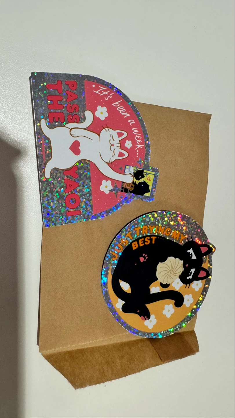 Cute Cat Stickers - Pass the Yaoi / Just Trying My Best