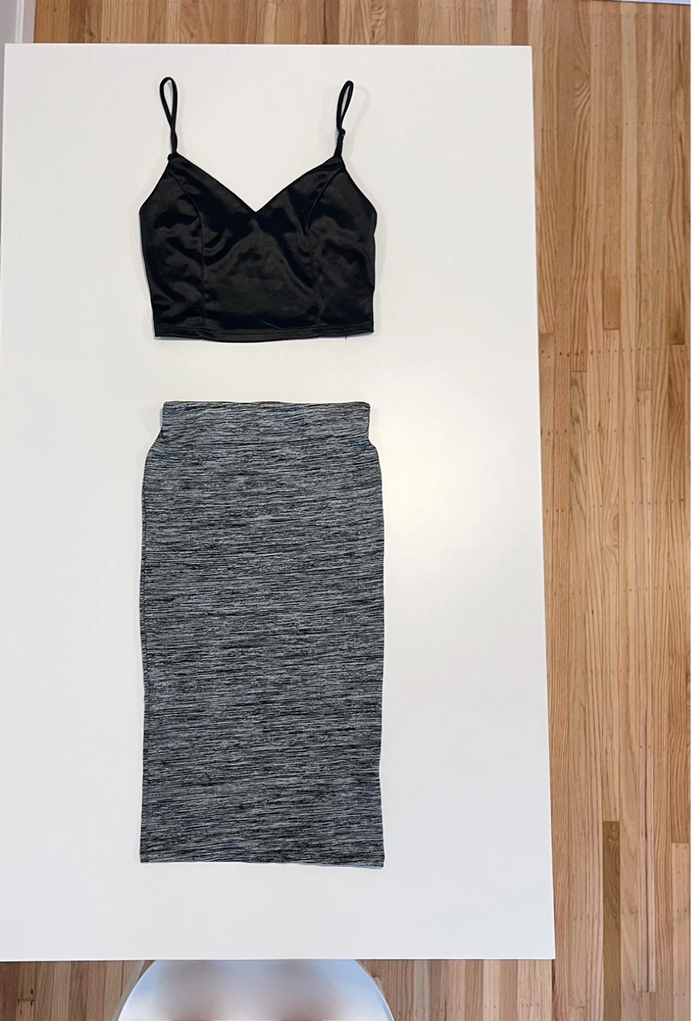 Zara midi skirt & Blue Bulsh Stain Cami top Set- Size S