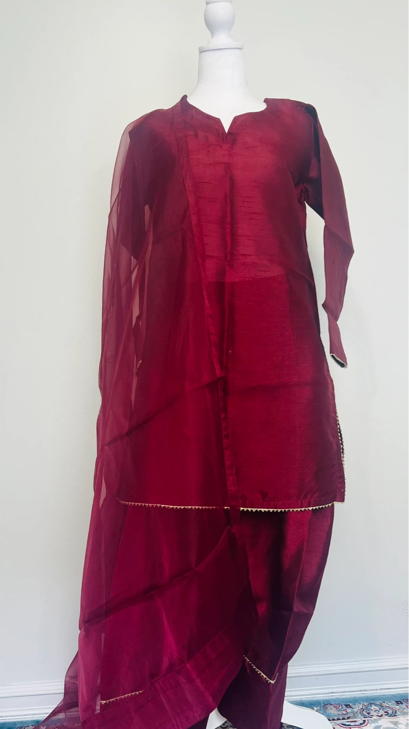 Maroon Farshi Shalwar with Dupatta - photo 2