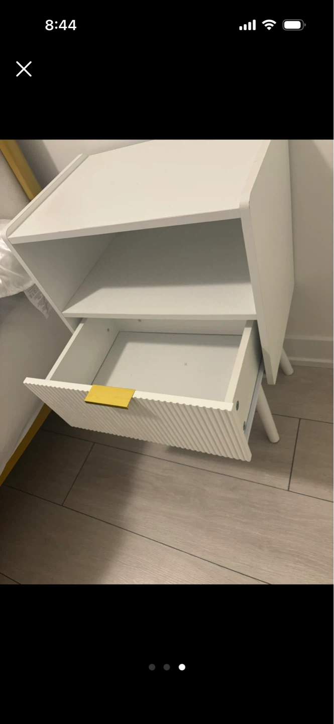 White Nightstand with Drawer - photo 3