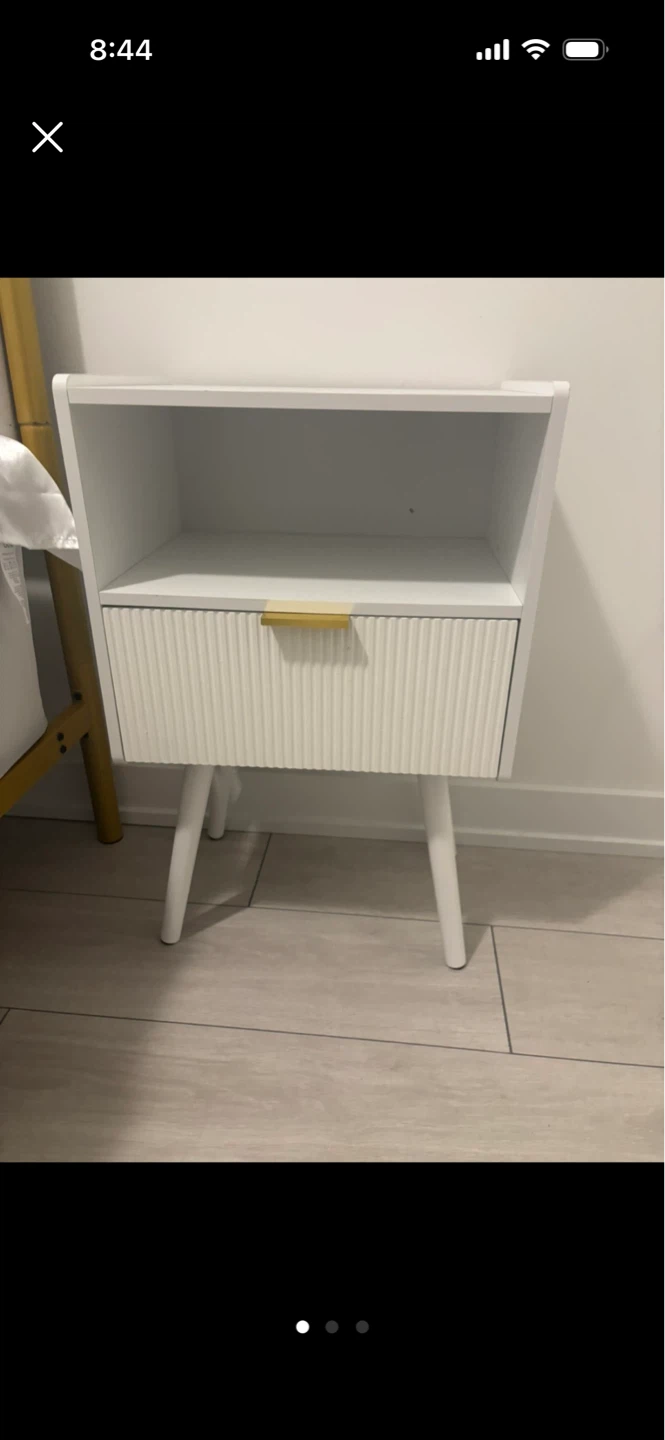 White Nightstand with Drawer - photo 2