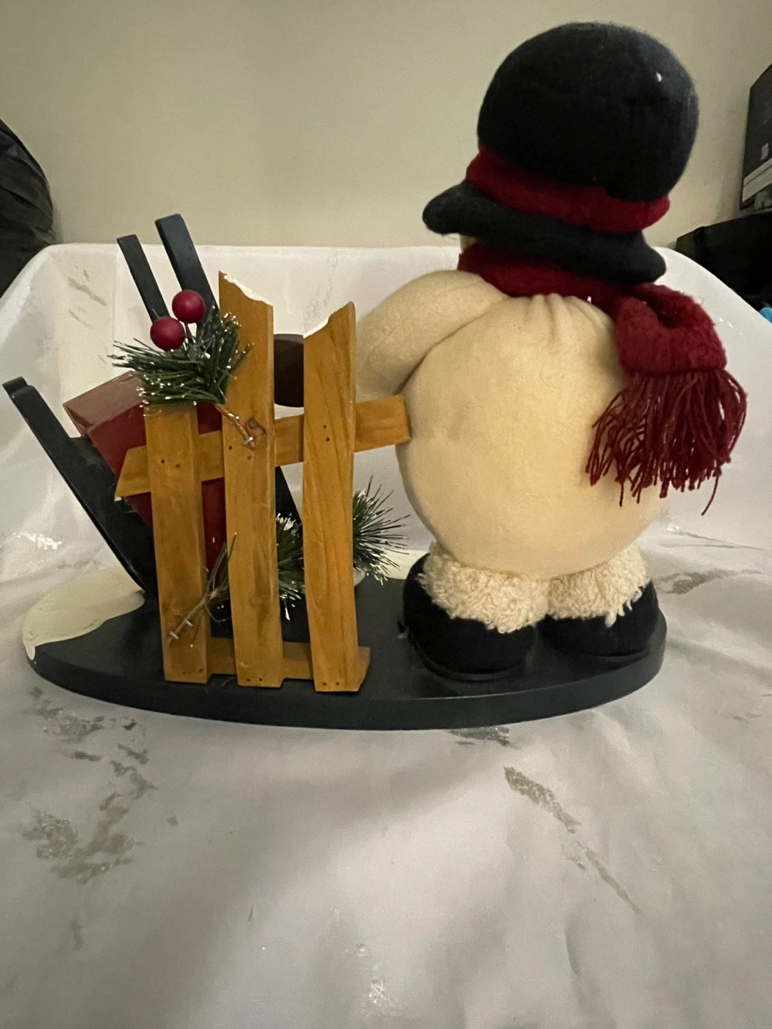 Snowman with Sled and Snowballs Decorative Figurine - photo 2