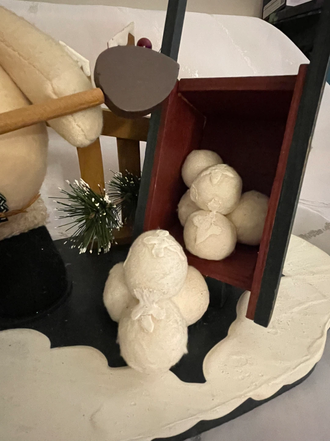 Snowman with Sled and Snowballs Decorative Figurine - photo 3