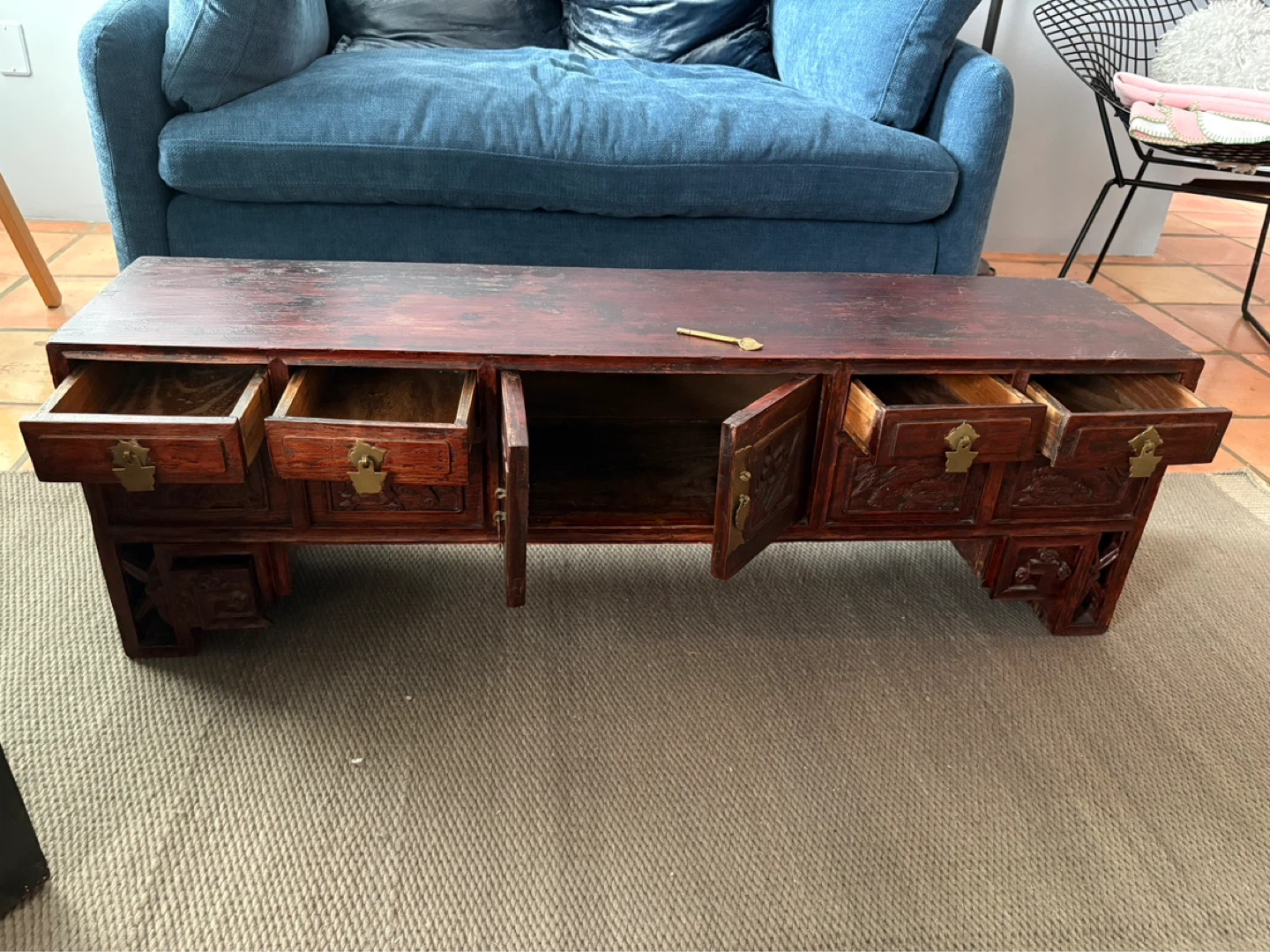 Antique Carved Wooden Sideboard Table - photo 2