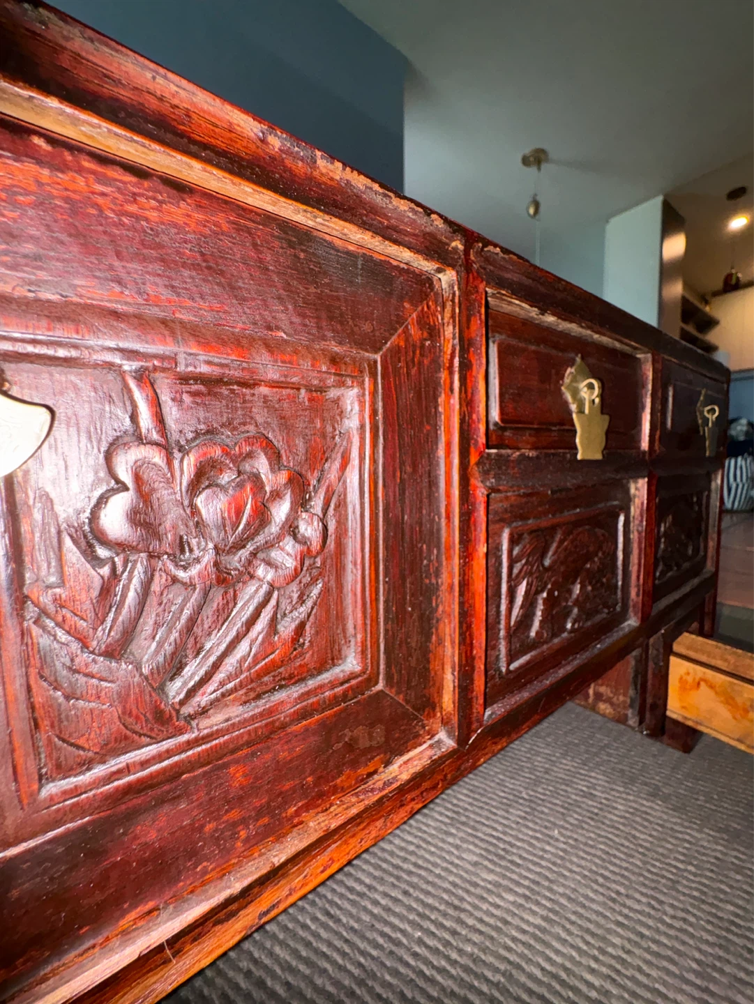 Antique Carved Wooden Sideboard Table - photo 5