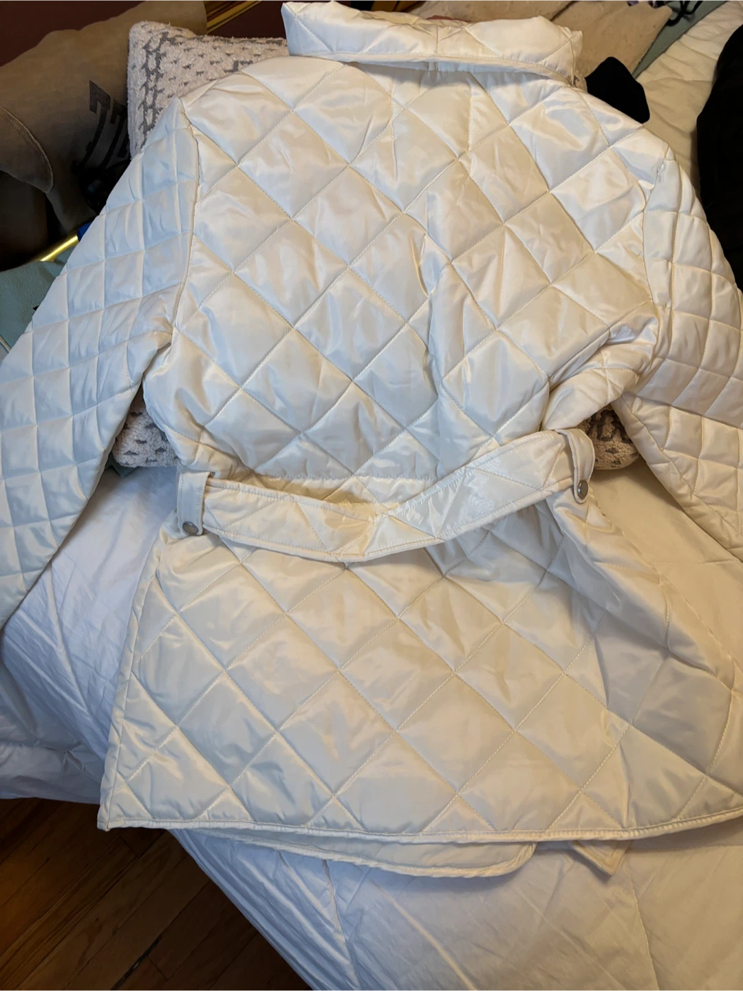 Rebecca Minkoff Quilted Belted Jacket - Cream - Size M - photo 4