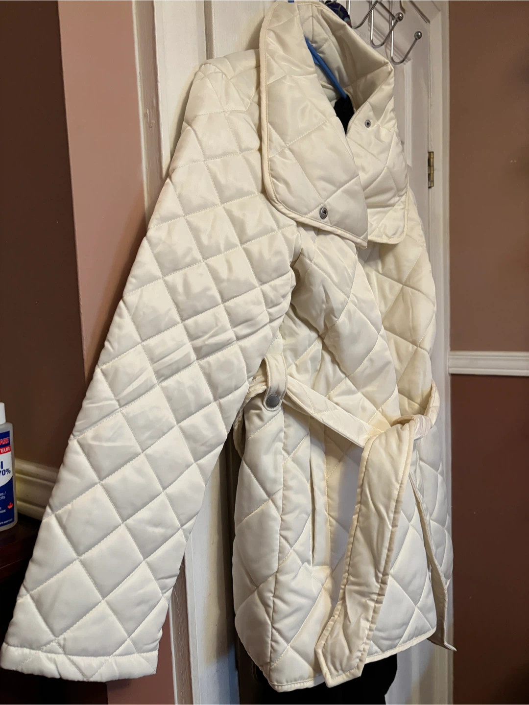 Rebecca Minkoff Quilted Belted Jacket - Cream - Size M - photo 3