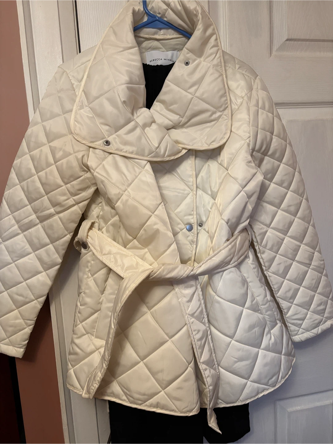 Rebecca Minkoff Quilted Belted Jacket - Cream - Size M - photo 2