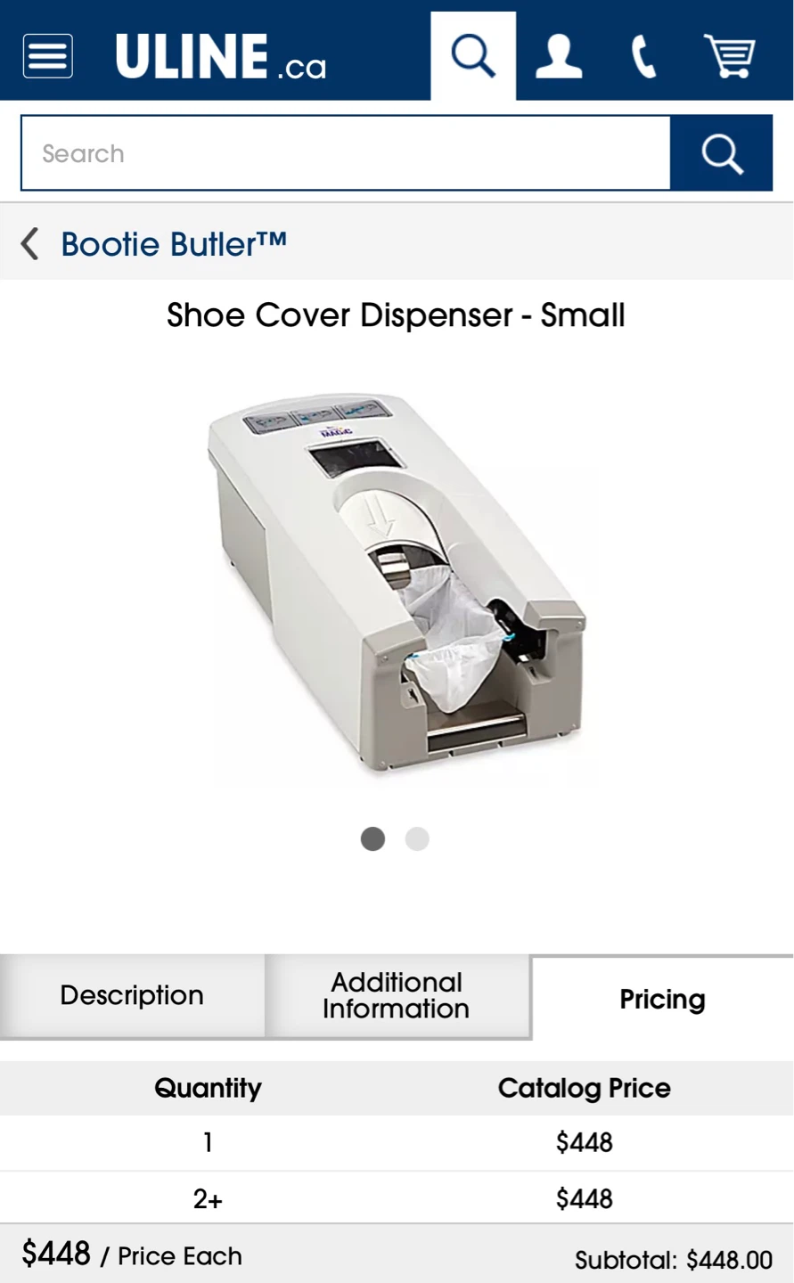 Uline Bootie Butler Shoe Cover Dispenser - Small