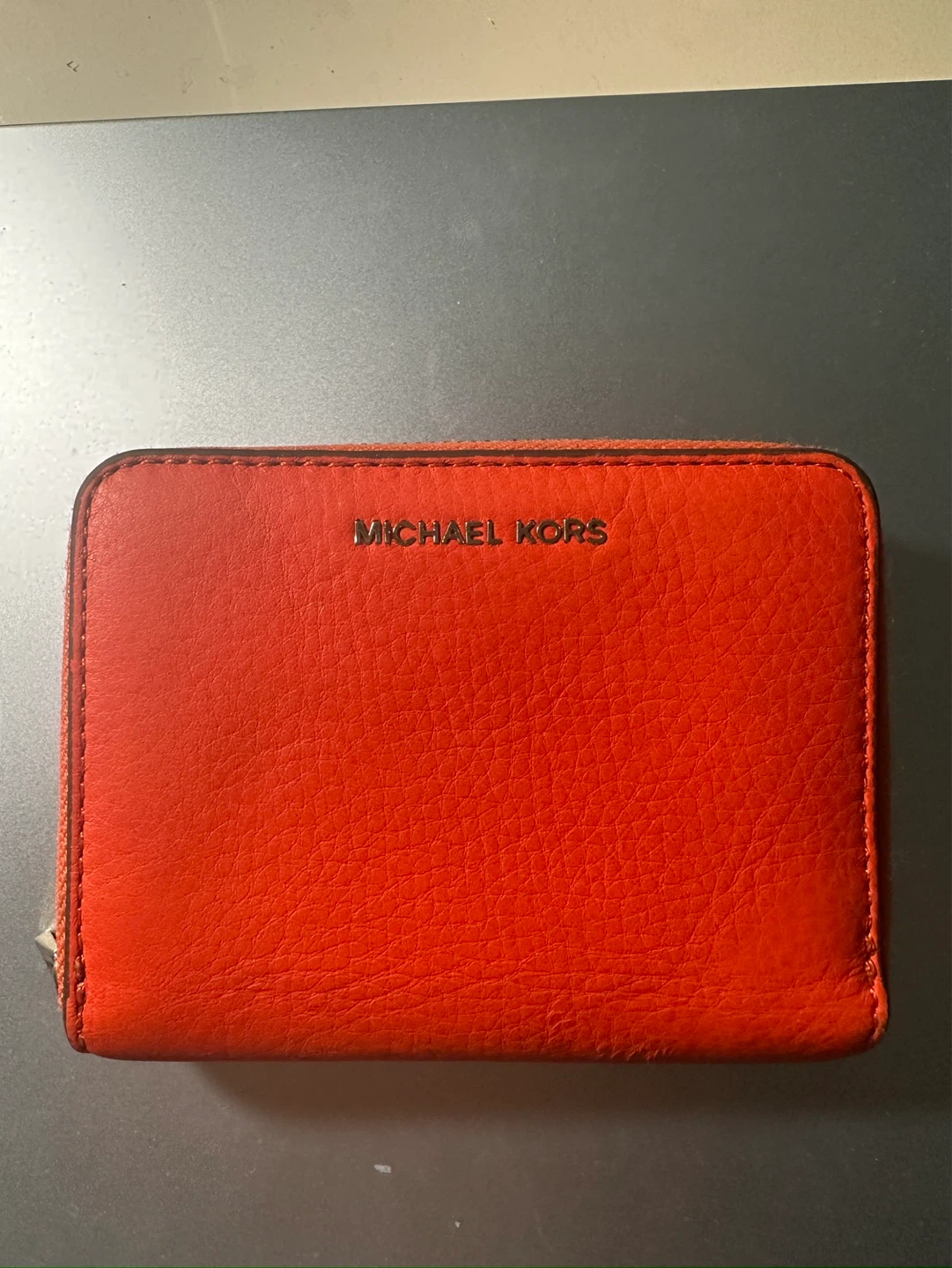Michael Kors Orange Leather Zip Around Wallet