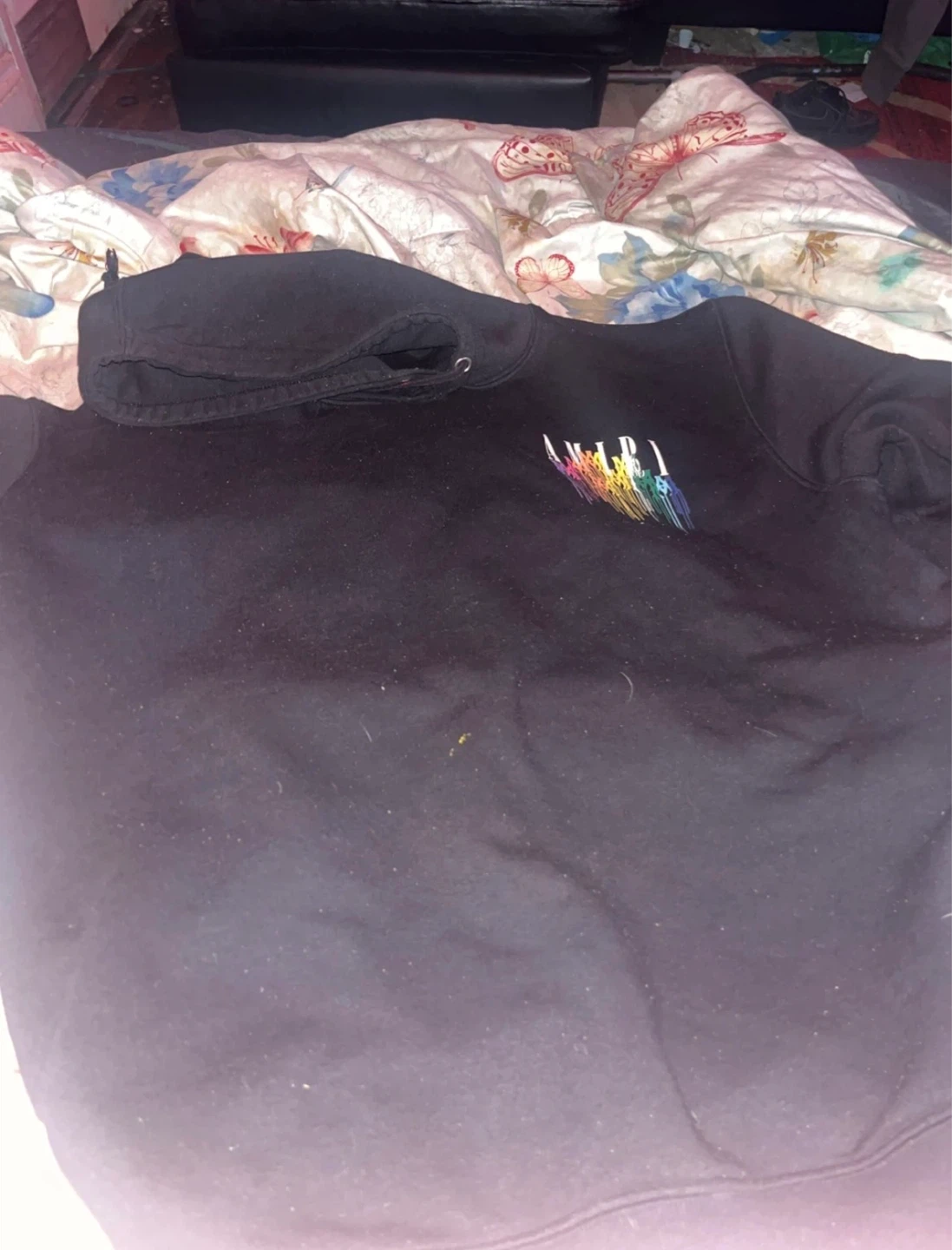 AMIRI Black Hoodie with Rainbow Logo - photo 2