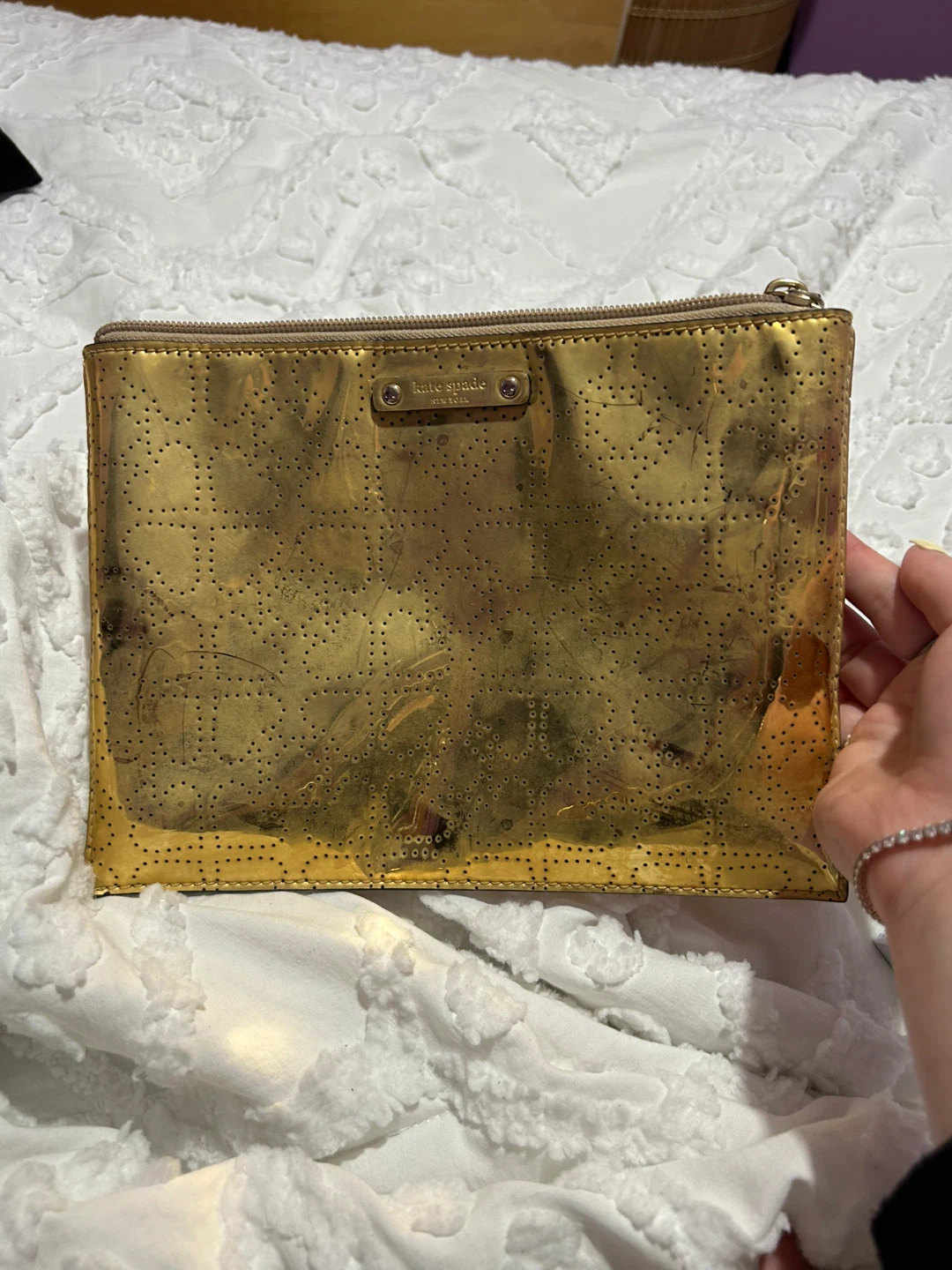 Kate Spade Gold Perforated Clutch #freecycle