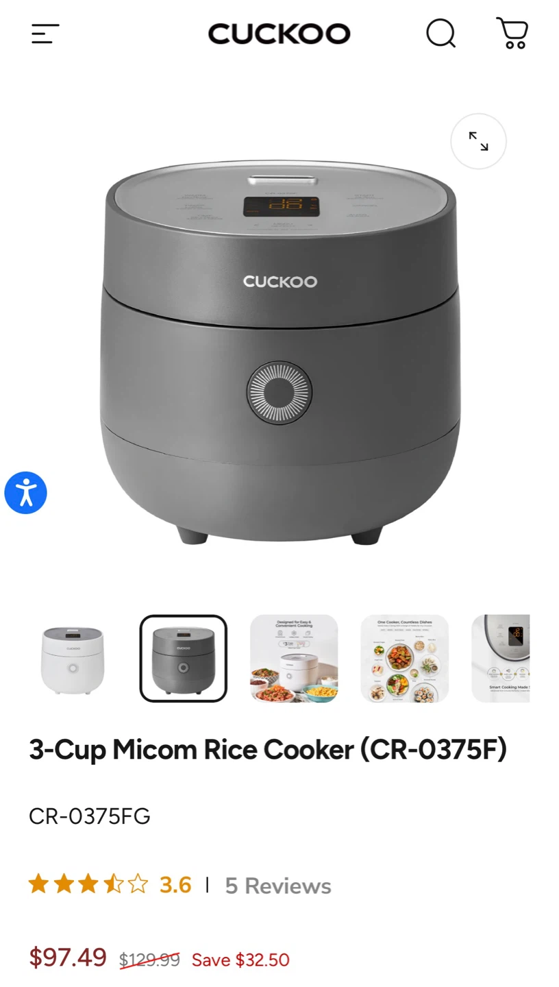 Cuckoo 3-Cup Micom Rice Cooker (CR-0375F) - photo 2
