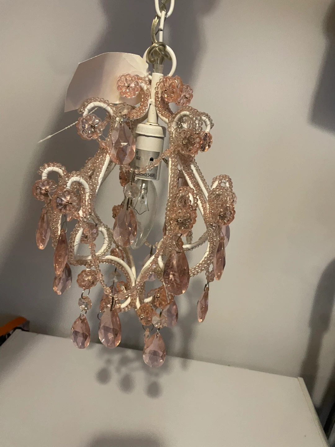 Pink Beaded Chandelier Pendant Light