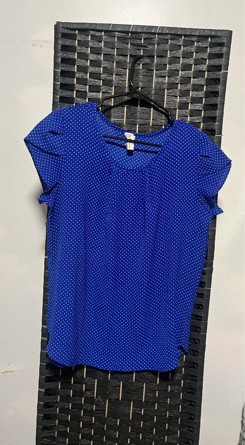 Women's Royal Blue Polka Dot Blouse size XL - photo 2