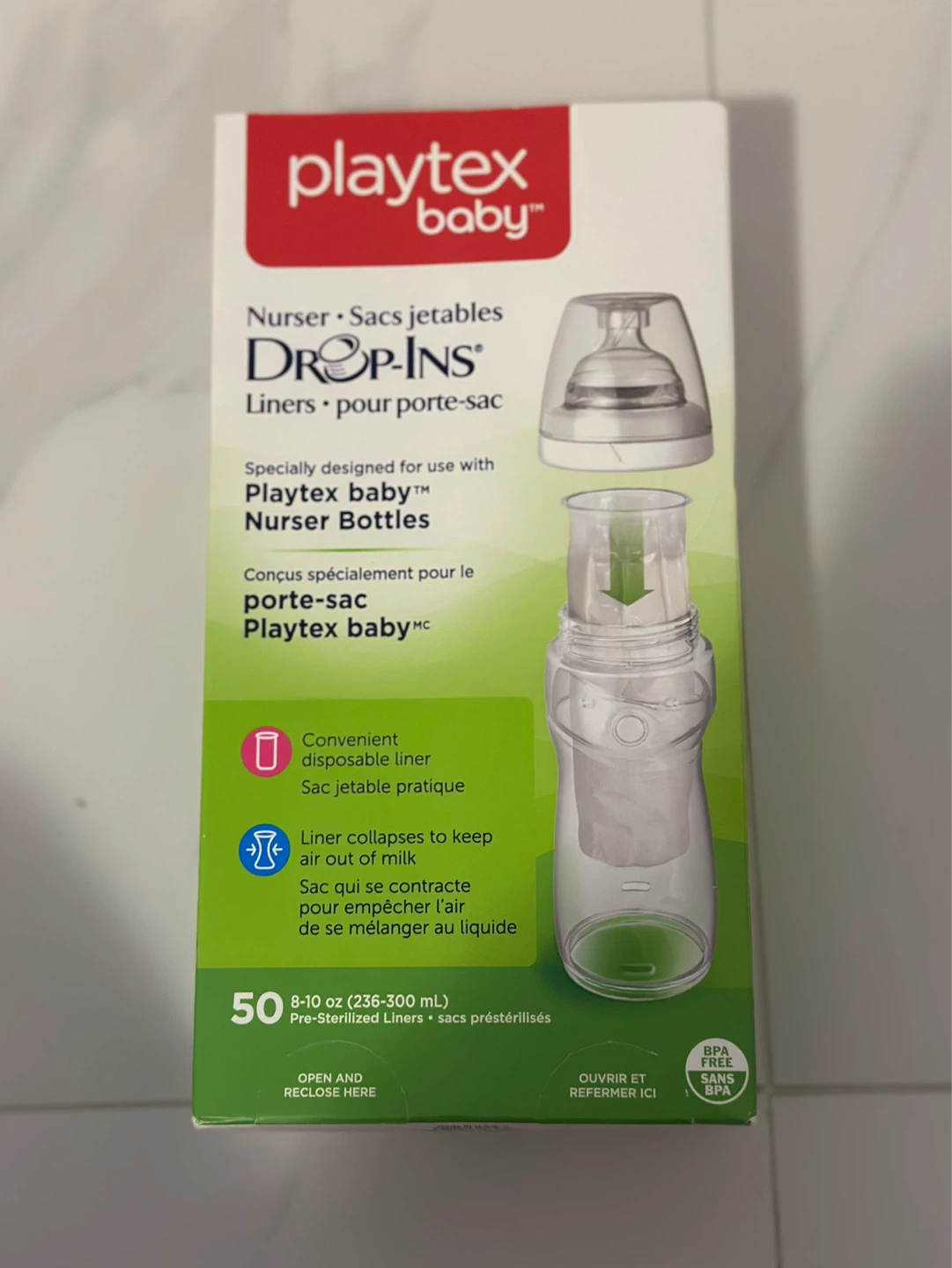 Playtex Baby Drop-Ins Nurser Bottle Liners 8-10 oz