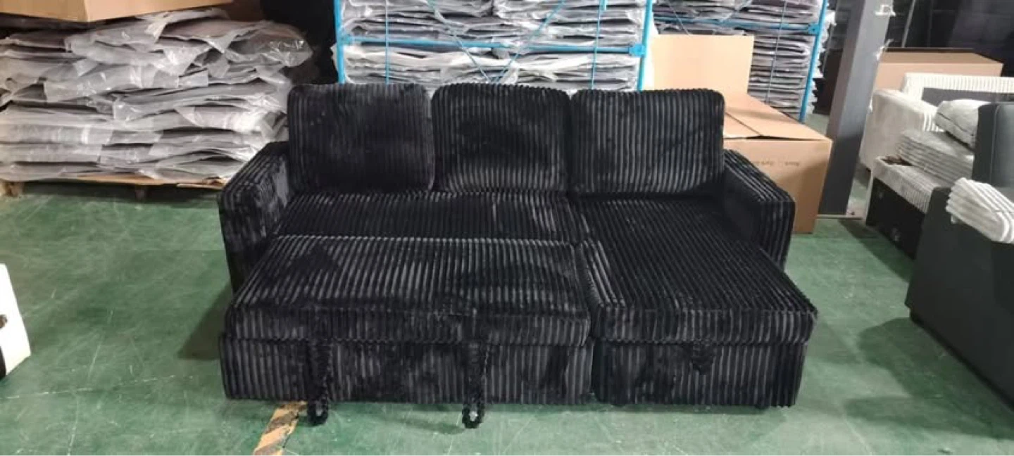 Corduroy Sectional Sofa Bed with Storage - photo 5