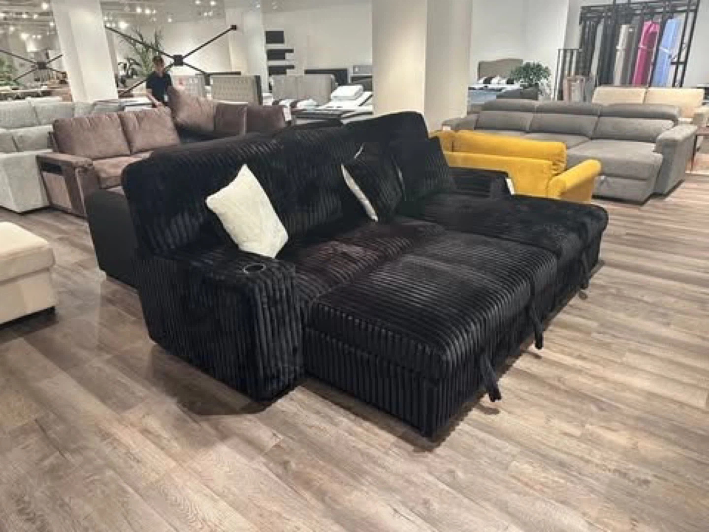 Corduroy Sectional Sofa Bed with Storage - photo 2
