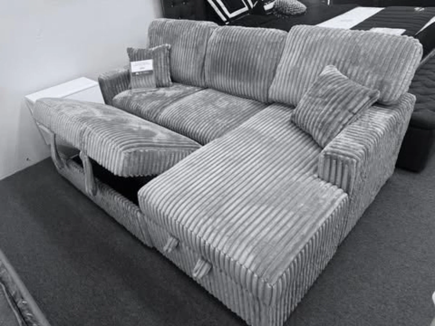 Corduroy Sectional Sofa Bed with Storage - photo 3