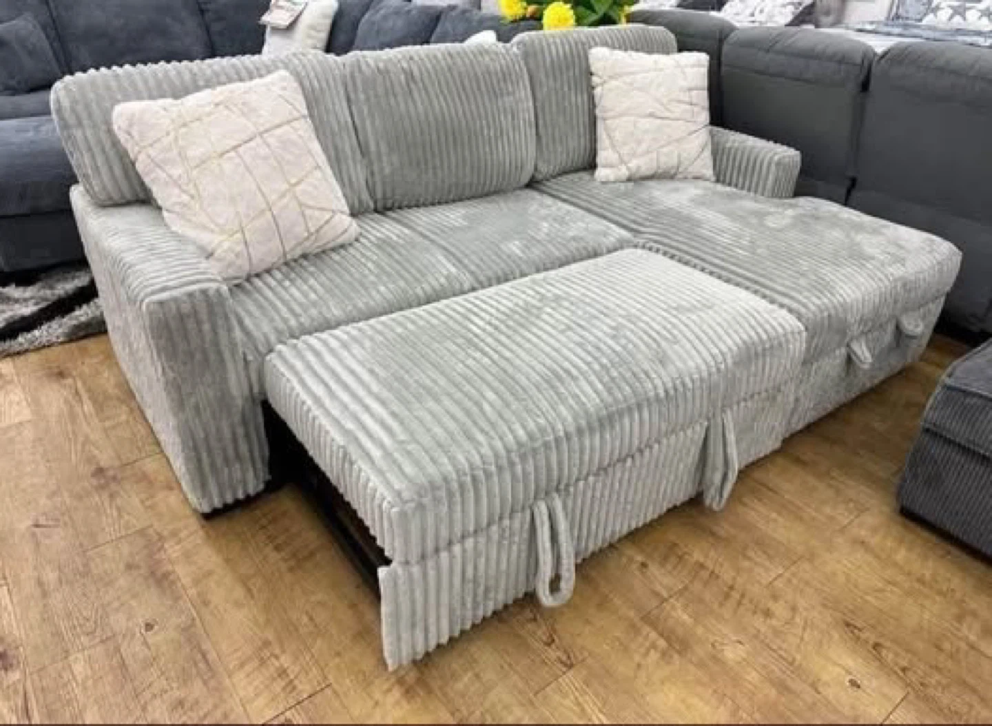 Corduroy Sectional Sofa Bed with Storage - photo 4