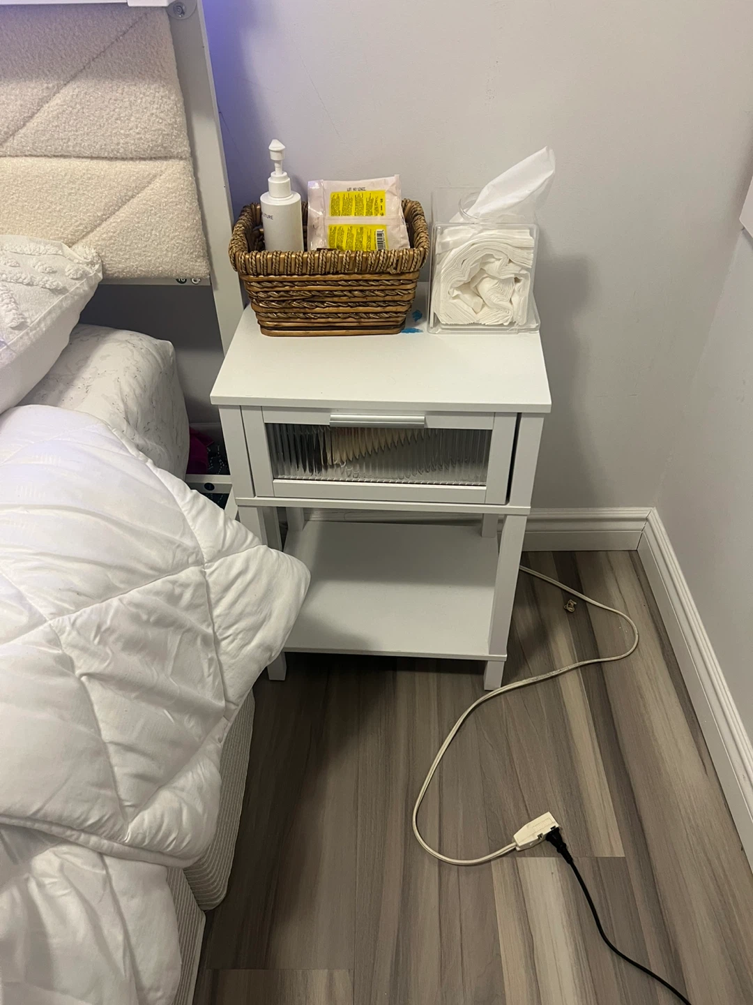 White Nightstand with Glass Door - photo 3