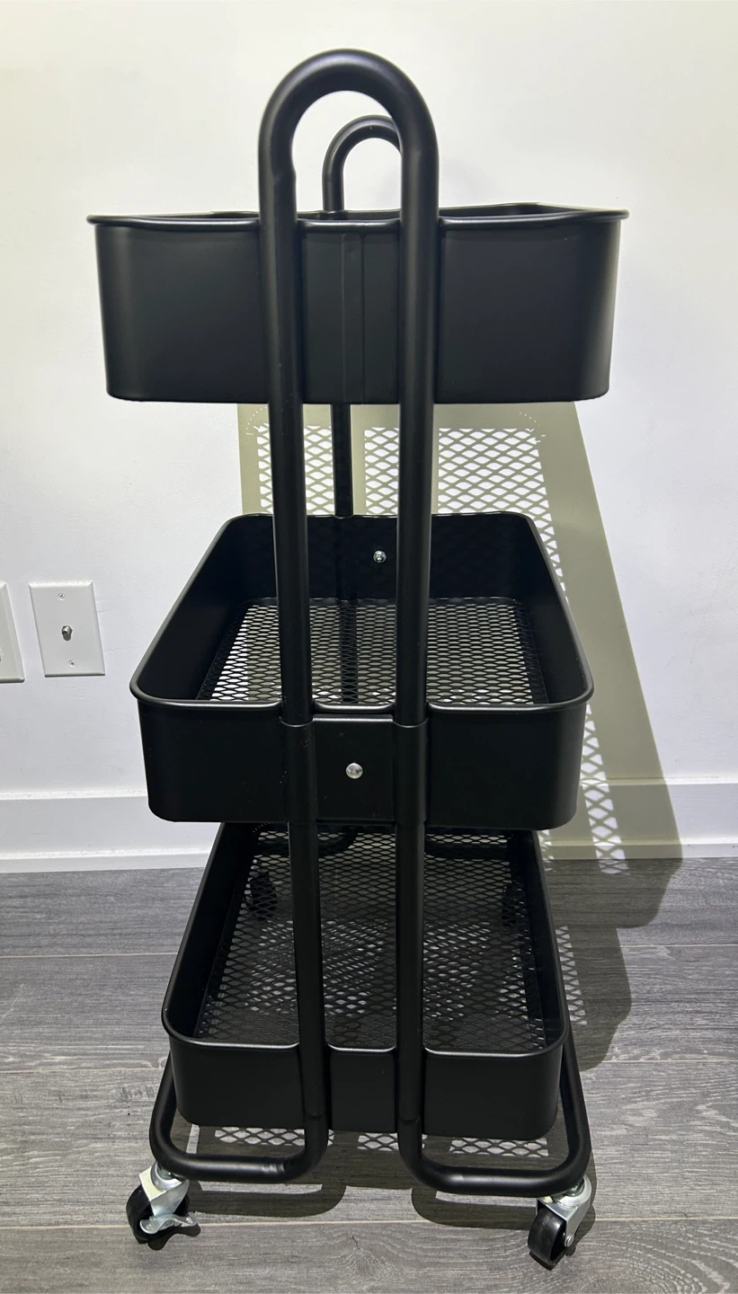 Black 3-Tier Rolling Utility Cart - photo 3