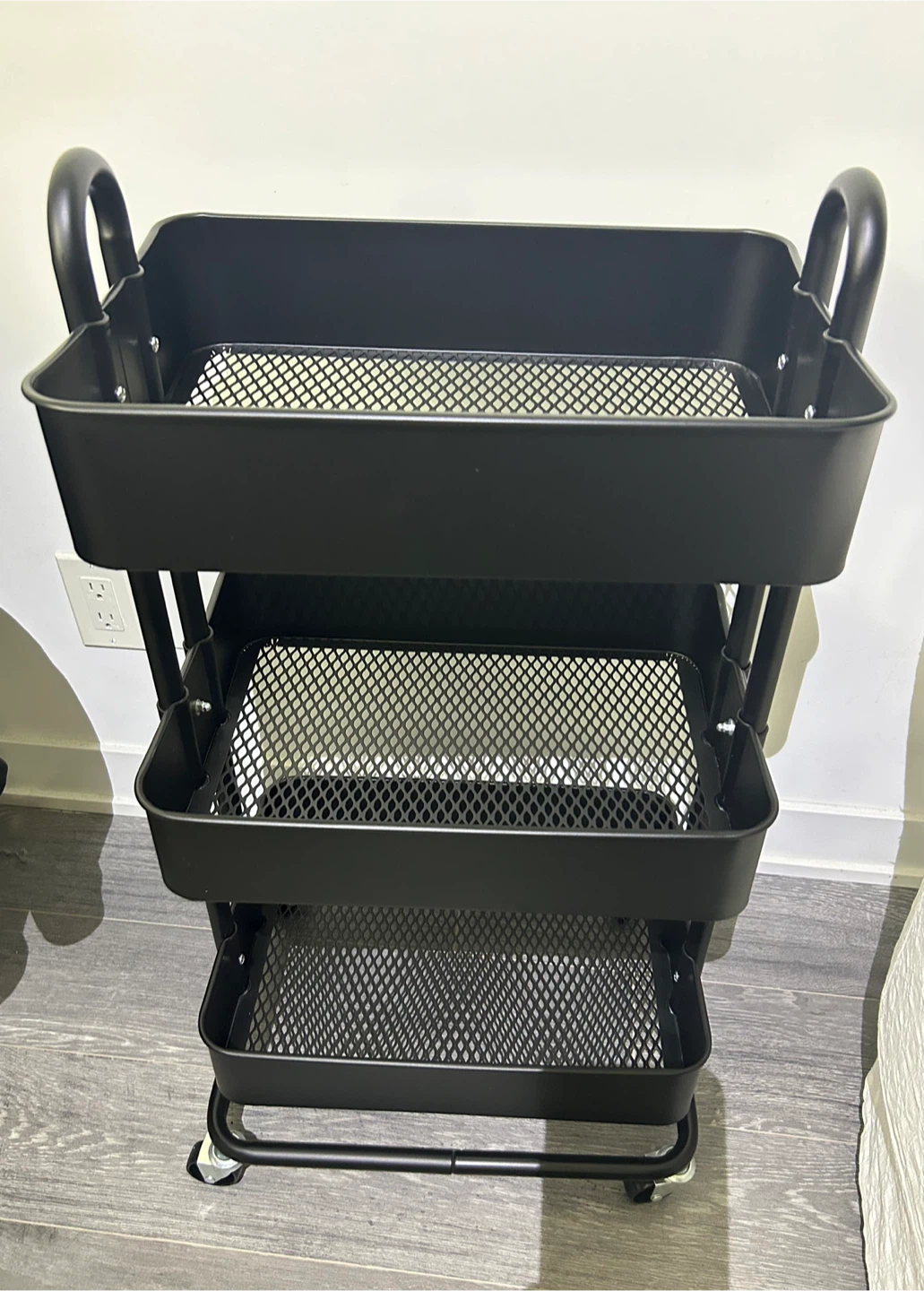 Black 3-Tier Rolling Utility Cart