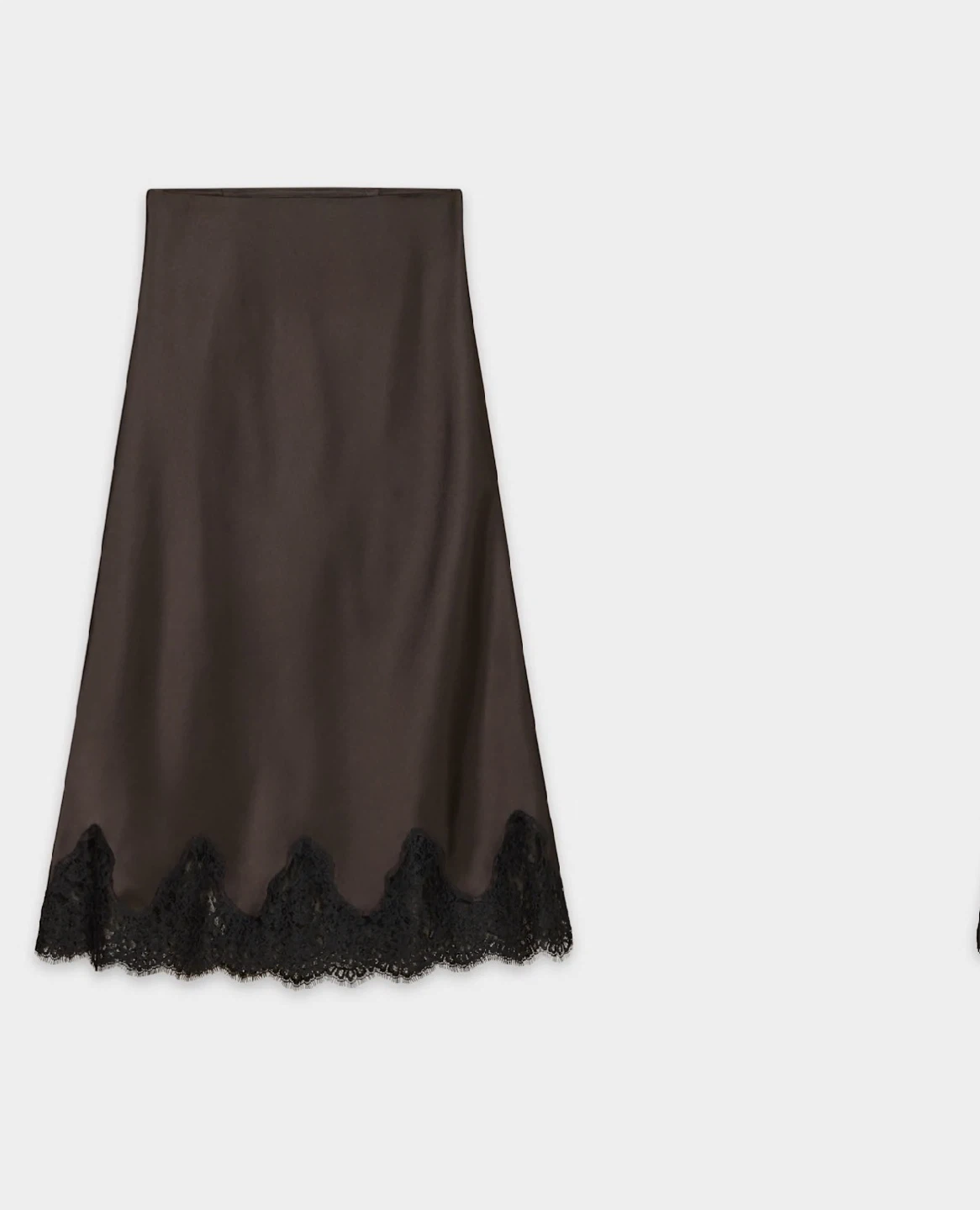 ARITZIA Brown Satin Slip Skirt with Lace Trim - photo 2