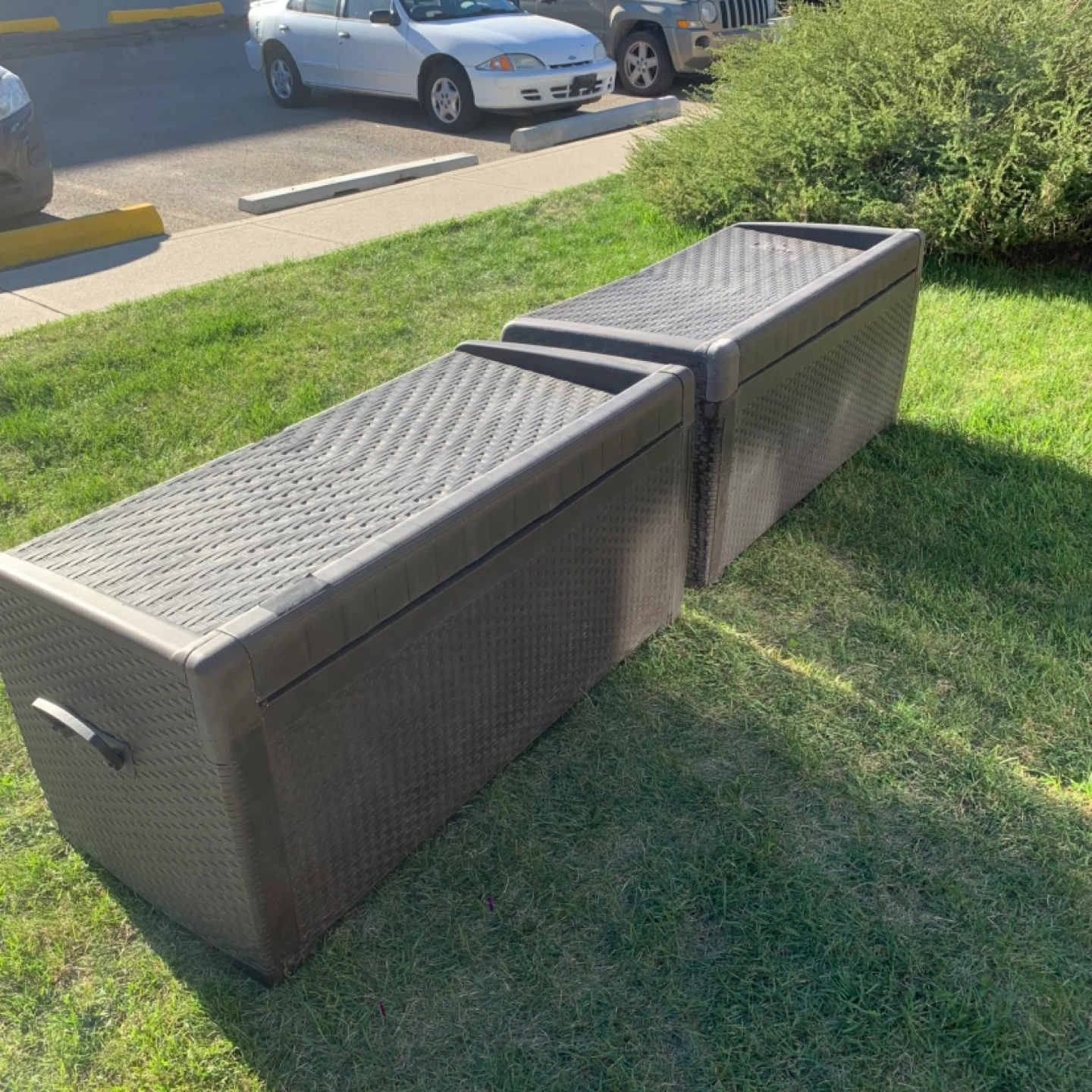 Outdoor Storage Bench Deck Box Patio Storage Bins Set of 2 - photo 3