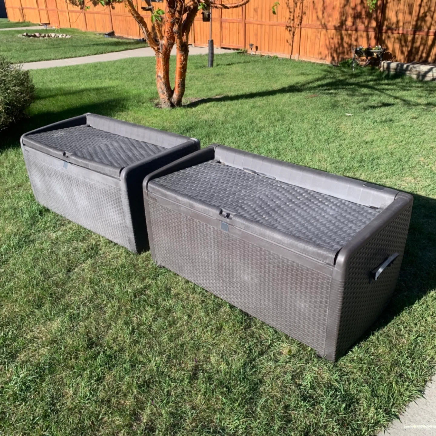 Outdoor Storage Bench Deck Box Patio Storage Bins Set of 2
