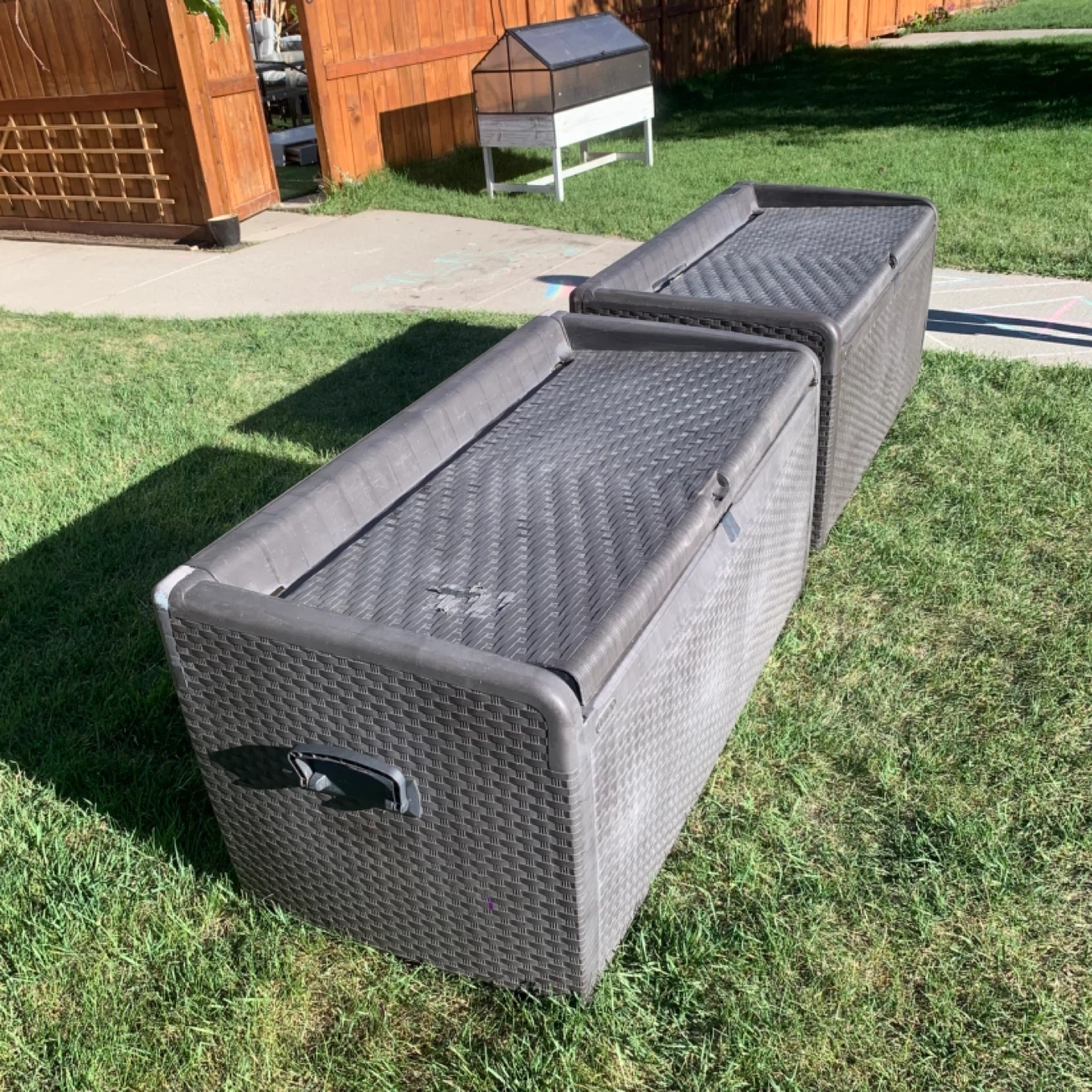 Outdoor Storage Bench Deck Box Patio Storage Bins Set of 2 - photo 4