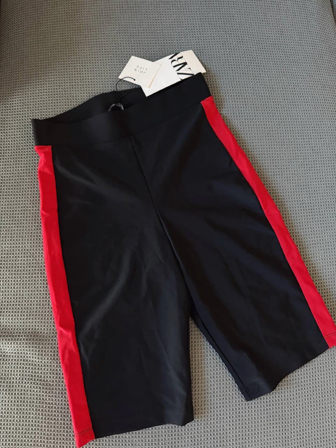 ZARA Biker Shorts with Red Panels – Size M