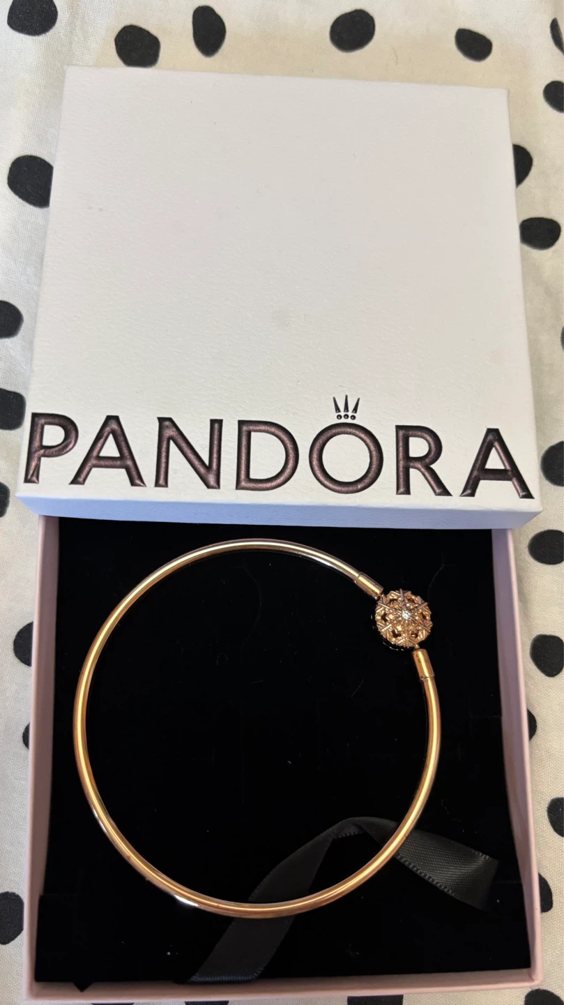 Pandora Rose Gold Bangle Bracelet with Charm