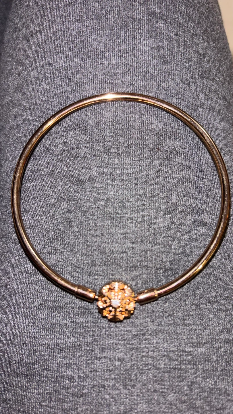 Pandora Rose Gold Bangle Bracelet with Charm - photo 3