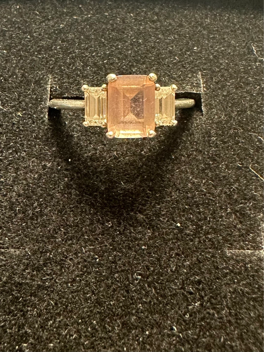 3 stone emerald cut morganite ring - photo 4