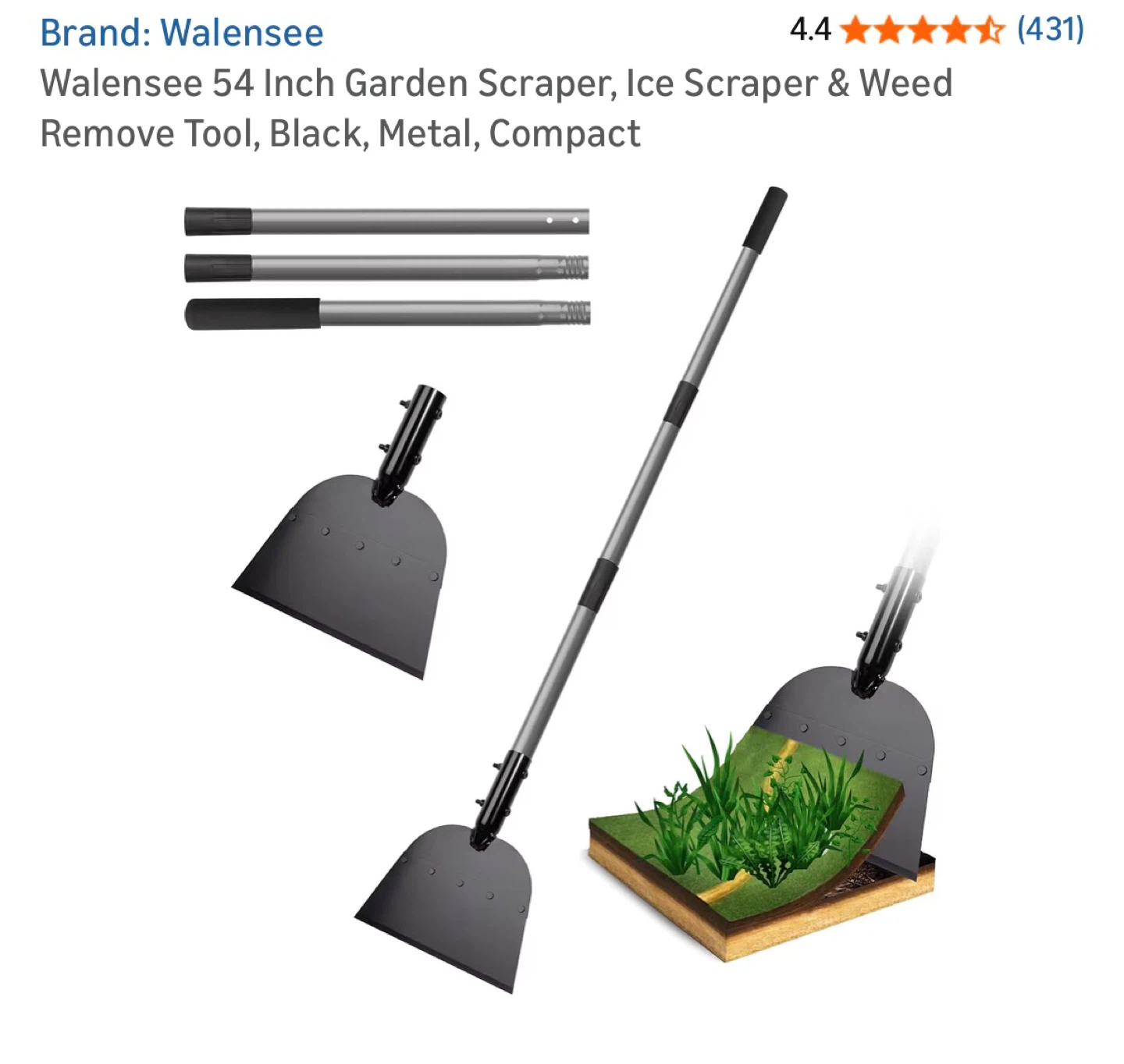 Walensee 54 Inch Garden Scraper & Ice Scraper Tool