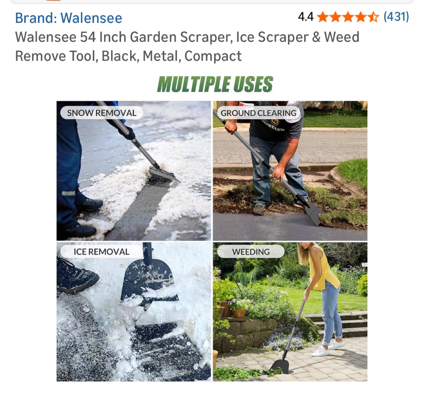 Walensee 54 Inch Garden Scraper & Ice Scraper Tool - photo 5