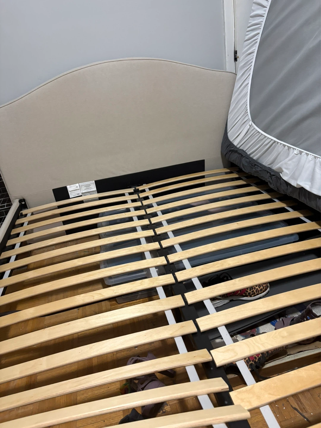 IKEA Beige Upholstered Bed Frame - Queen Size - photo 4