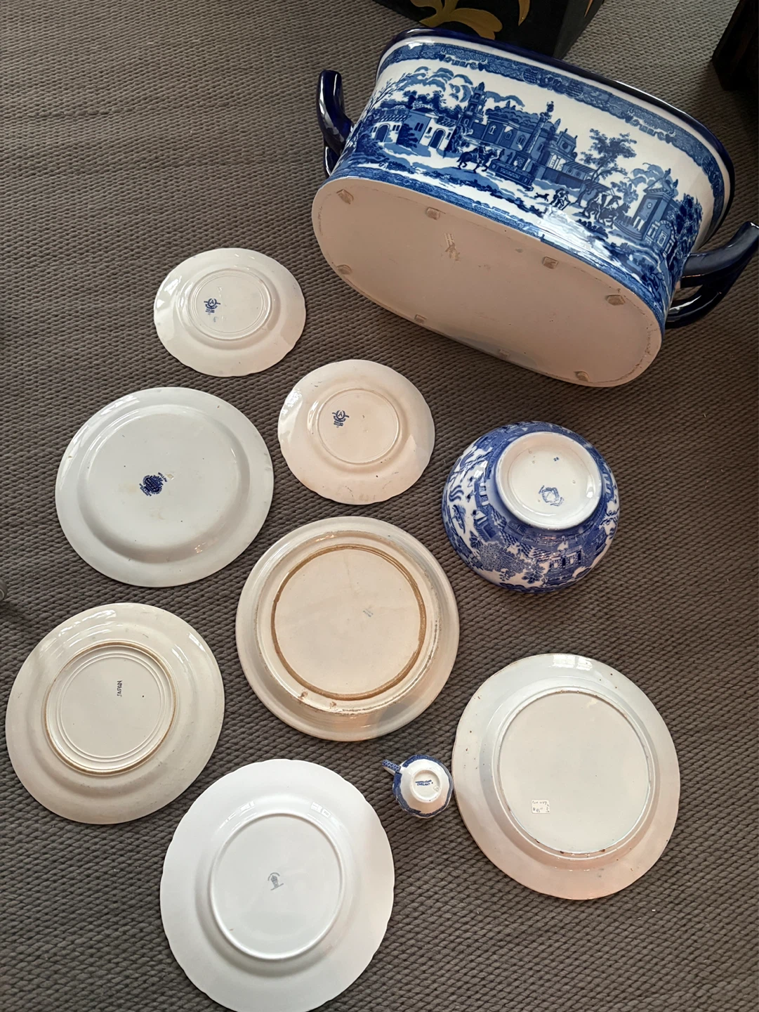 Ornate Blue and White Porcelain Dishes - photo 2