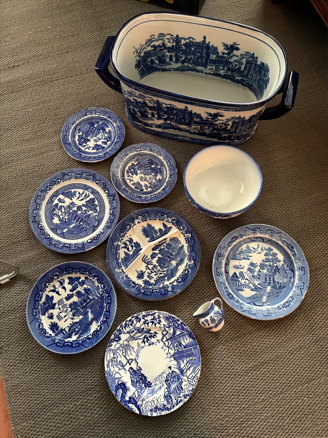 Ornate Blue and White Porcelain Dishes